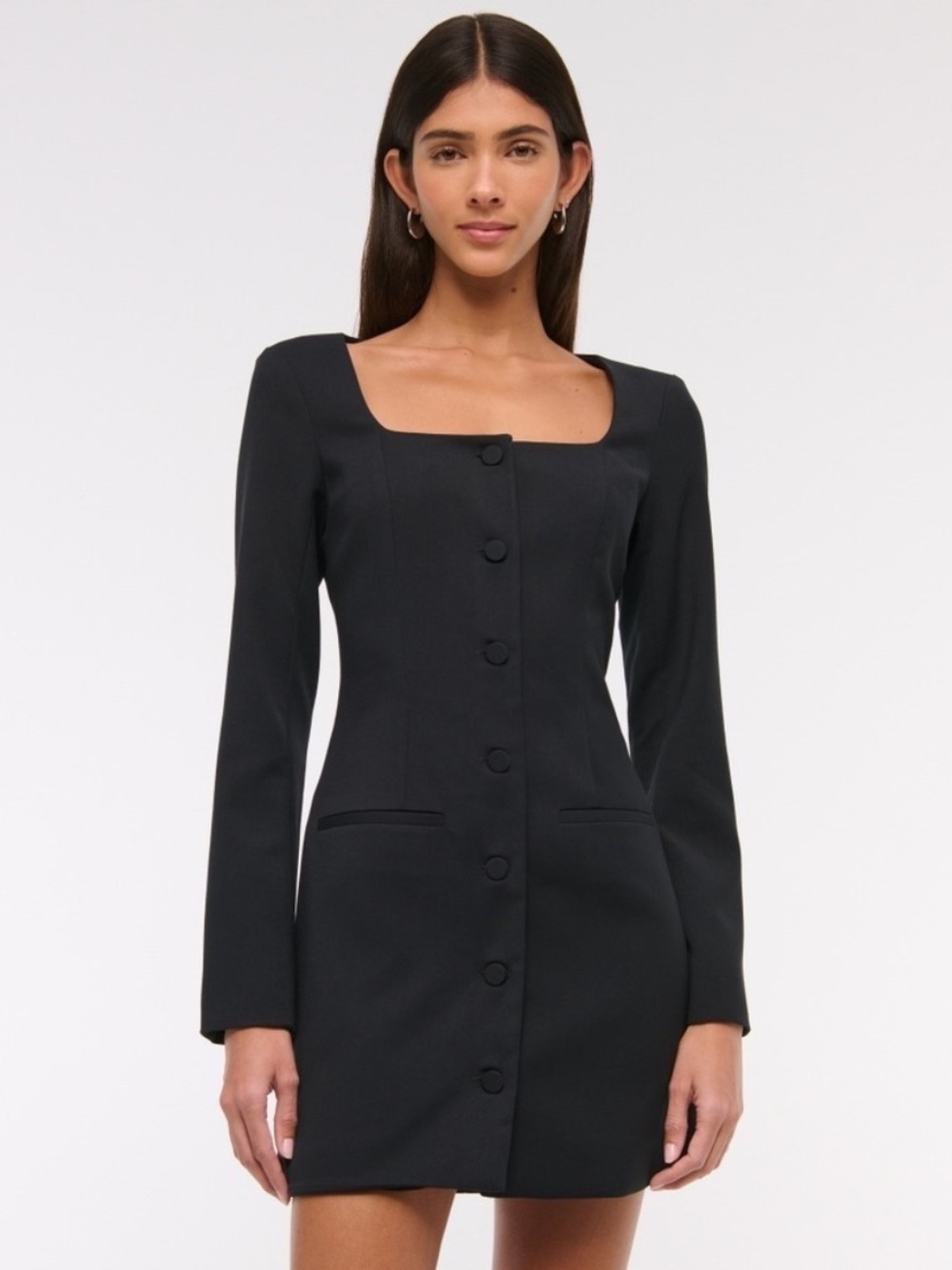 Abercrombie & Fitch Mara Vest Long Sleeve Mini Dress Button Front Size Small NEW